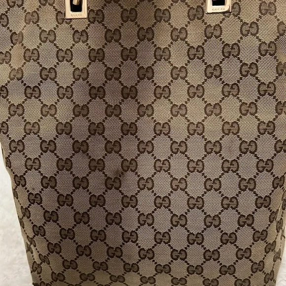 Authentic Gucci Brown and Black Monogram Tote Bag - Picture 8 of 12